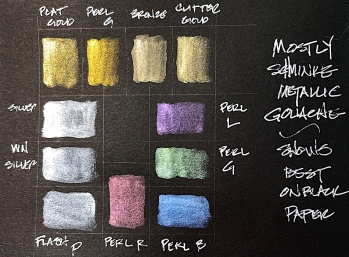 Shiny palette (it is easier to see the colors on black paper)
